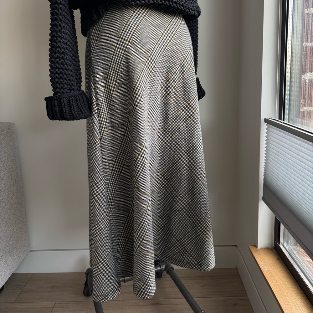 Mango Plaid Midi Skirt